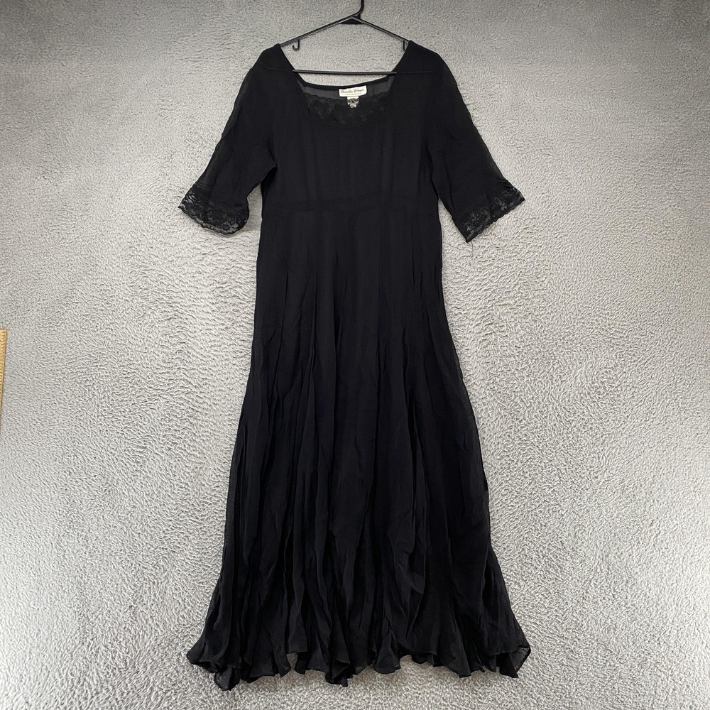 True Vintage Whimsigoth Dress Womens M Black Midi Maxi Lace Gothic Glam Event